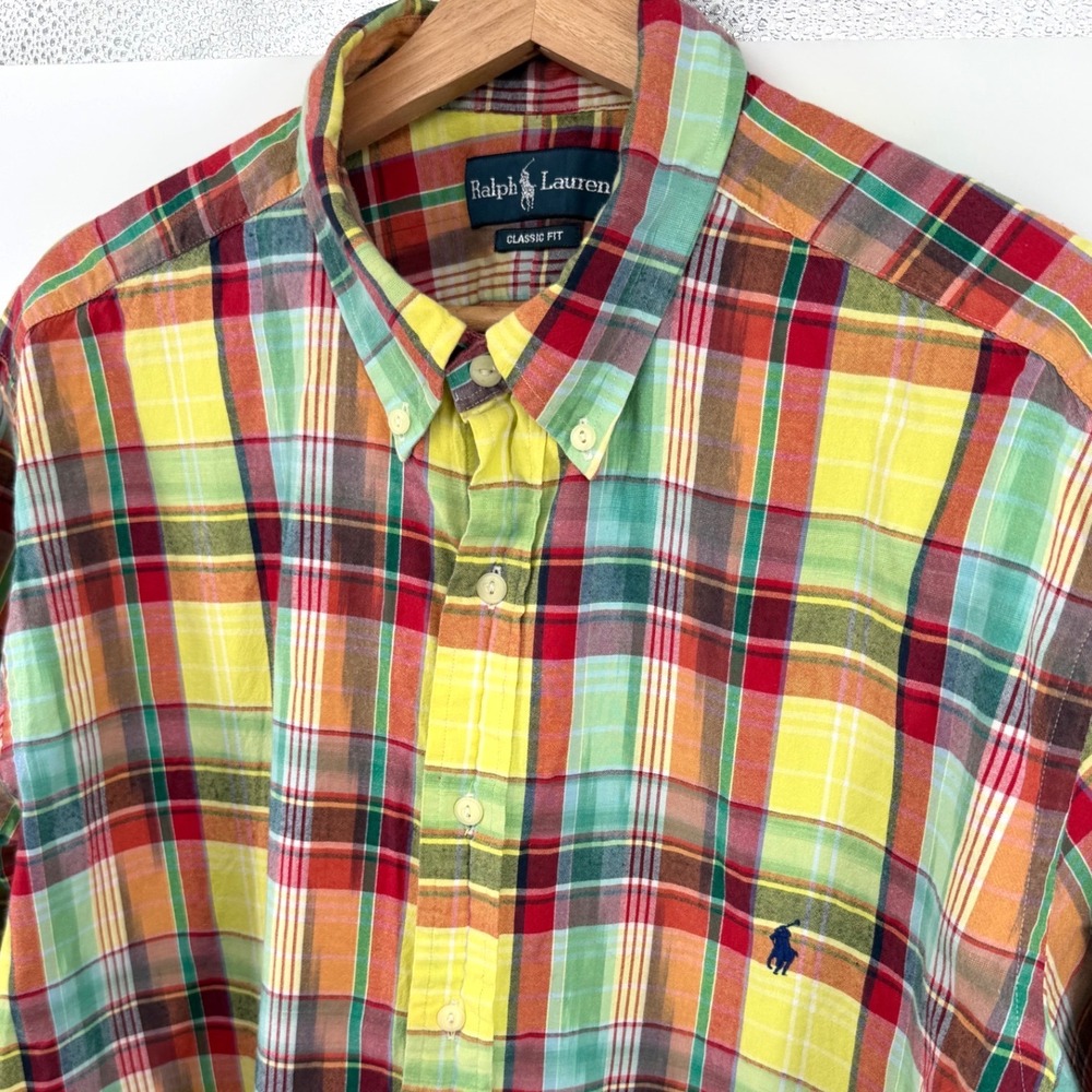 Polo Ralph Lauren Mens XLT Classic Fit Plaid Short Sleeve Button Up Shirt 0909